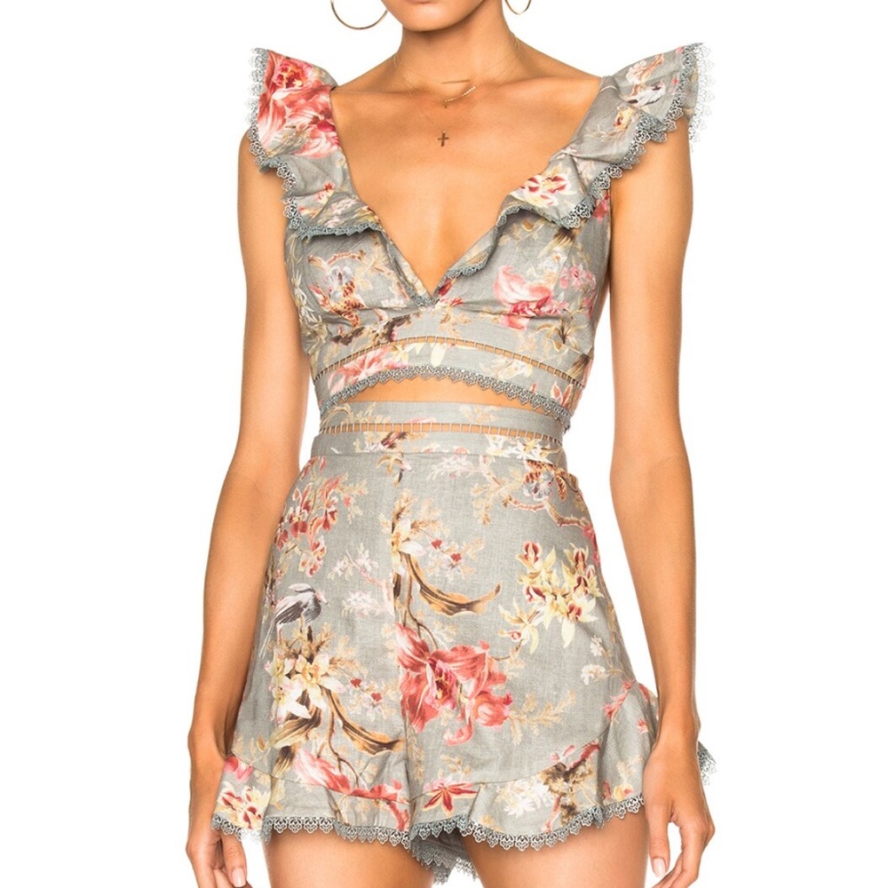 Zimmermann Mercer Flutter Frill Top size 0 (Xs) Blue